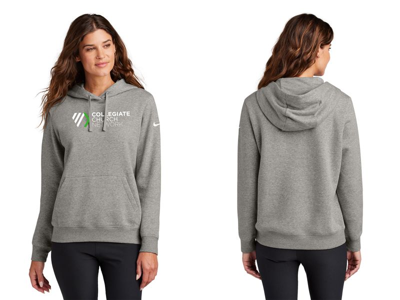 Nike Women's Cotton Fleece Hooded Sweatshirt - Black, White, Dark Grey Heather
