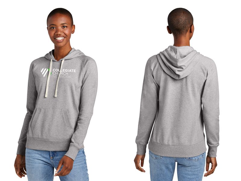 Women's Re-Fleece Hoodie- Black, Light Heather Grey