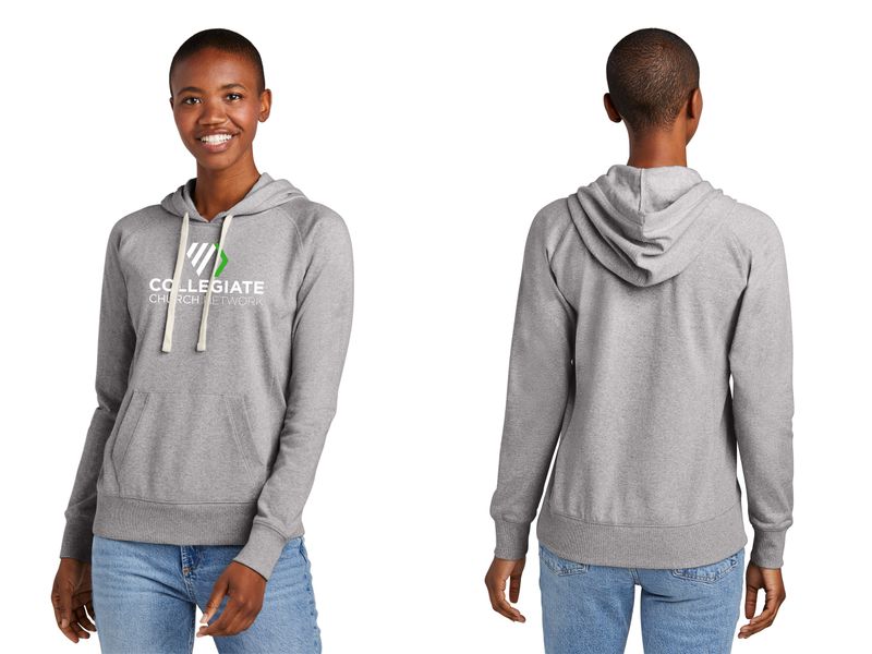 Women's Re-Fleece Hoodie- Black, Light Heather Grey