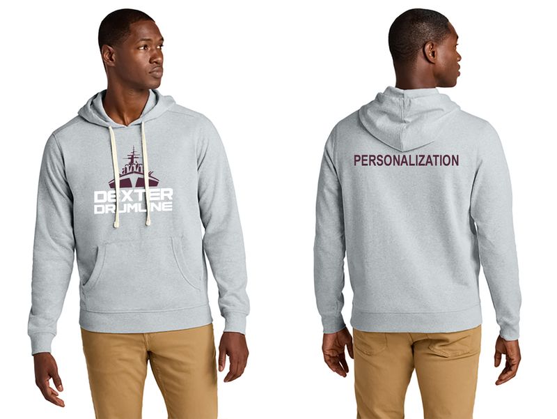 Unisex District Refleece Hoodie- Black/Maroon Heather/Heather Grey