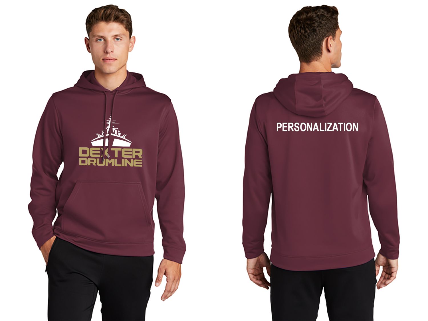 Unisex Performance Hoodie - Black/Maroon