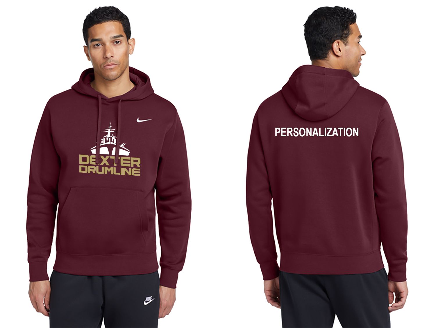 Unisex Nike Club Fleece Hoodie - Black/Maroon/Heather Grey