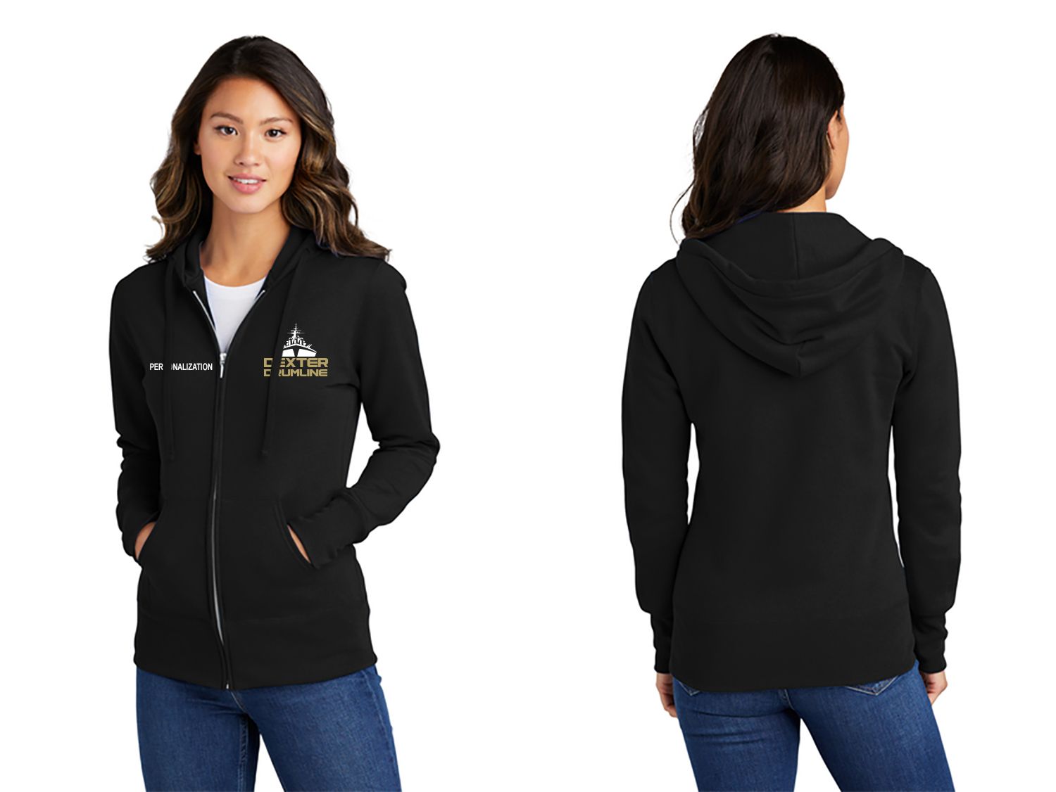 Ladies Core Fleece Full-Zip Hooded Sweatshirt - Black