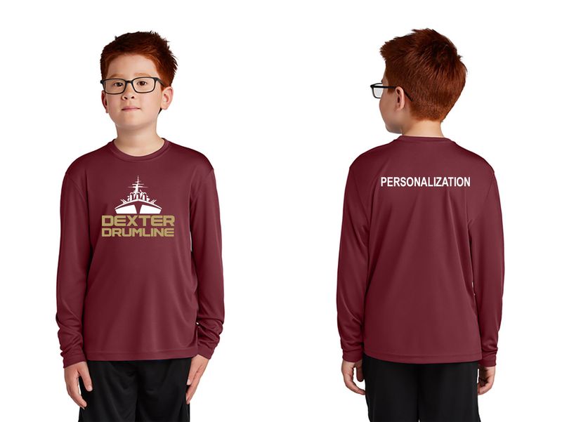 Youth Long Sleeve Performance Tee - Black/Maroon