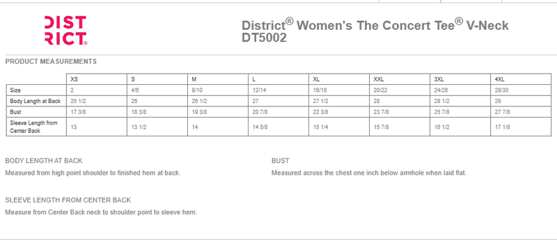 District Women&#39;s Concert Tee V Neck- White, Heather Grey, Navy