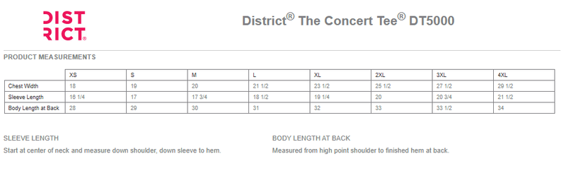 Adult District The Concert Tee- White, Heather Grey, Navy
