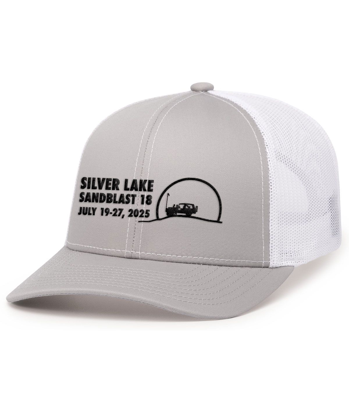 Trucker Snapback Cap- Silver/White
