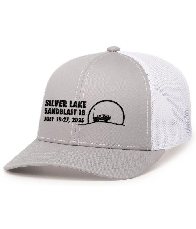 Trucker Snapback Cap- Silver/White