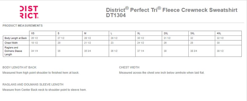 District Perfect Tri Fleece Crewneck Sweatshirt- White, Navy, Black