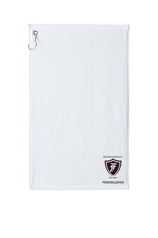 NEW Port Authority Grommeted Golf Towel- Black, White