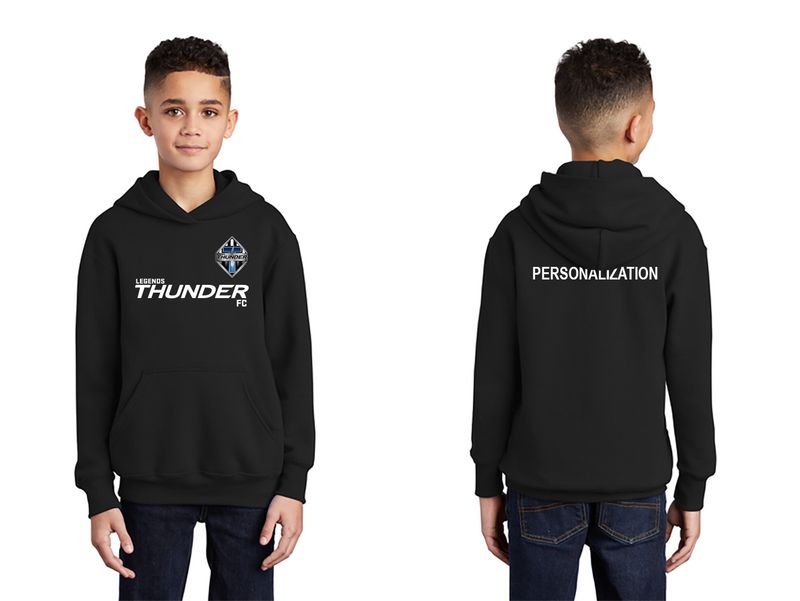 Youth Core Fleece Pullover Hooded Sweatshirt - Black, Athletic Heather