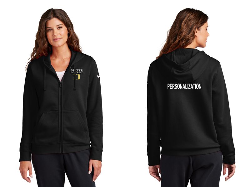 Nike Ladies Club Fleece Full-Zip Hoodie- Black