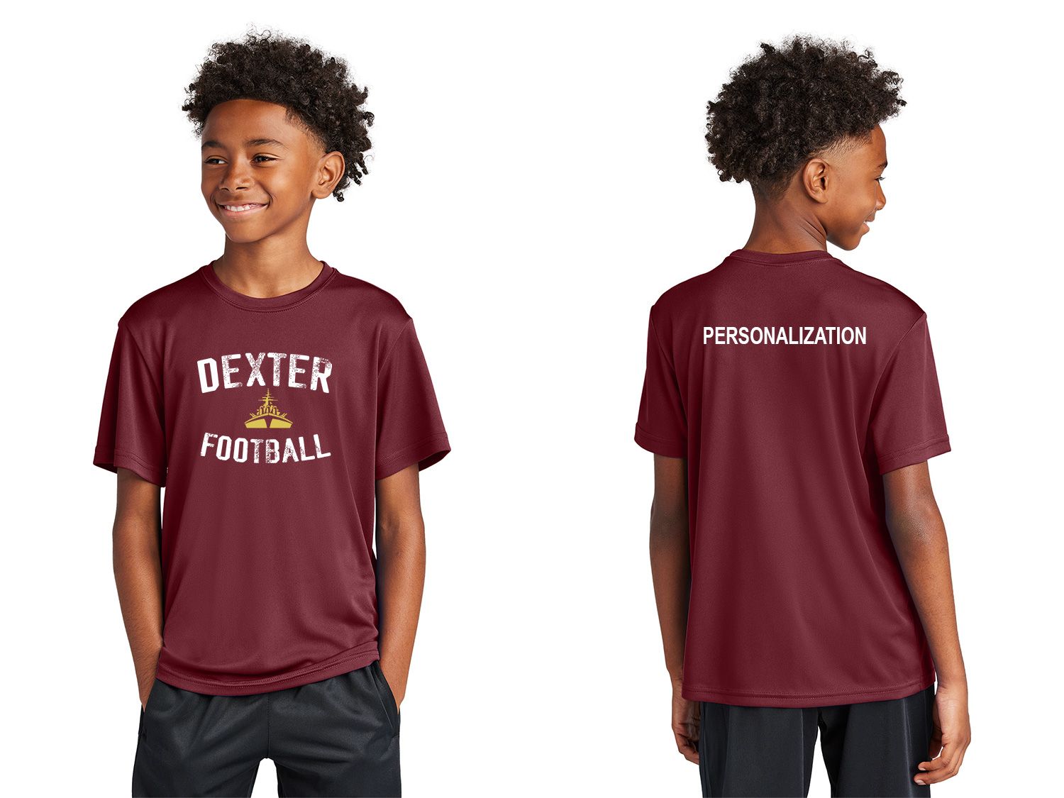 Youth Unisex Performance Tee : Maroon, Black
