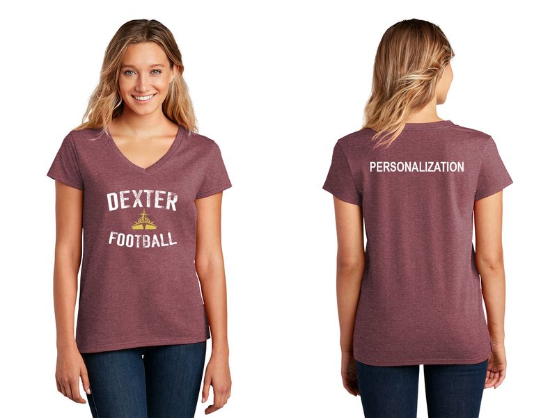 Women's Re-Tee Heather V-Neck-Black, Maroon