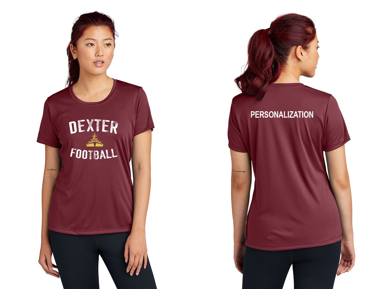 Women's Short Sleeve Performance T- Black, Maroon