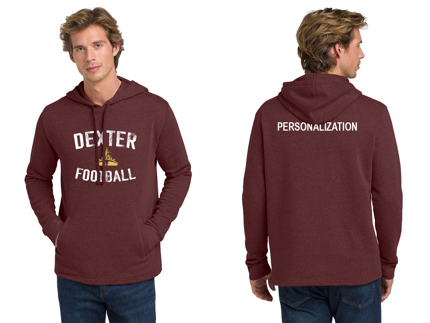 Next Level Unisex Pullover Hoodie-Heather Maroon, Heather Black