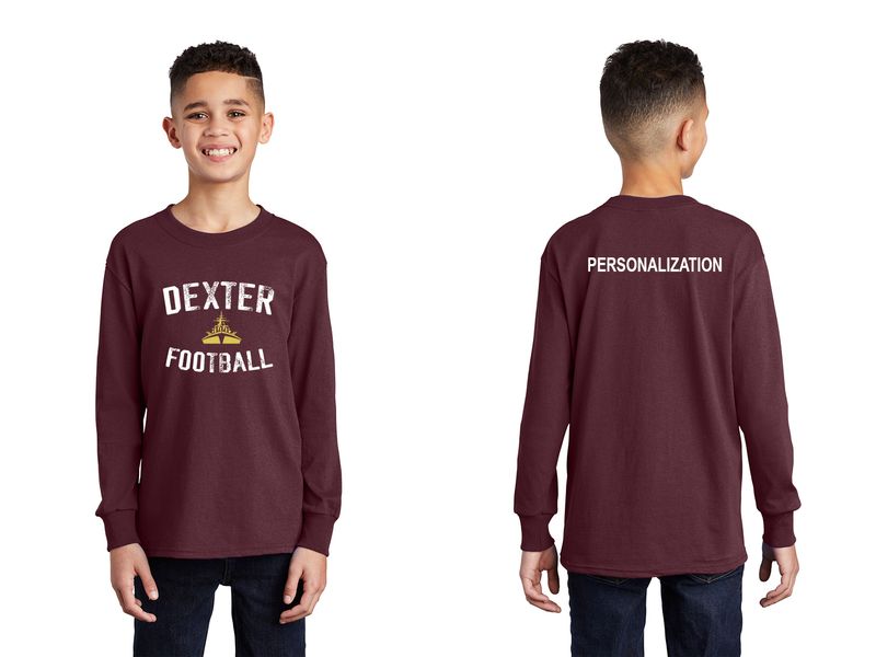 Youth Long Sleeve Cotton T-Shirt- Black, Maroon