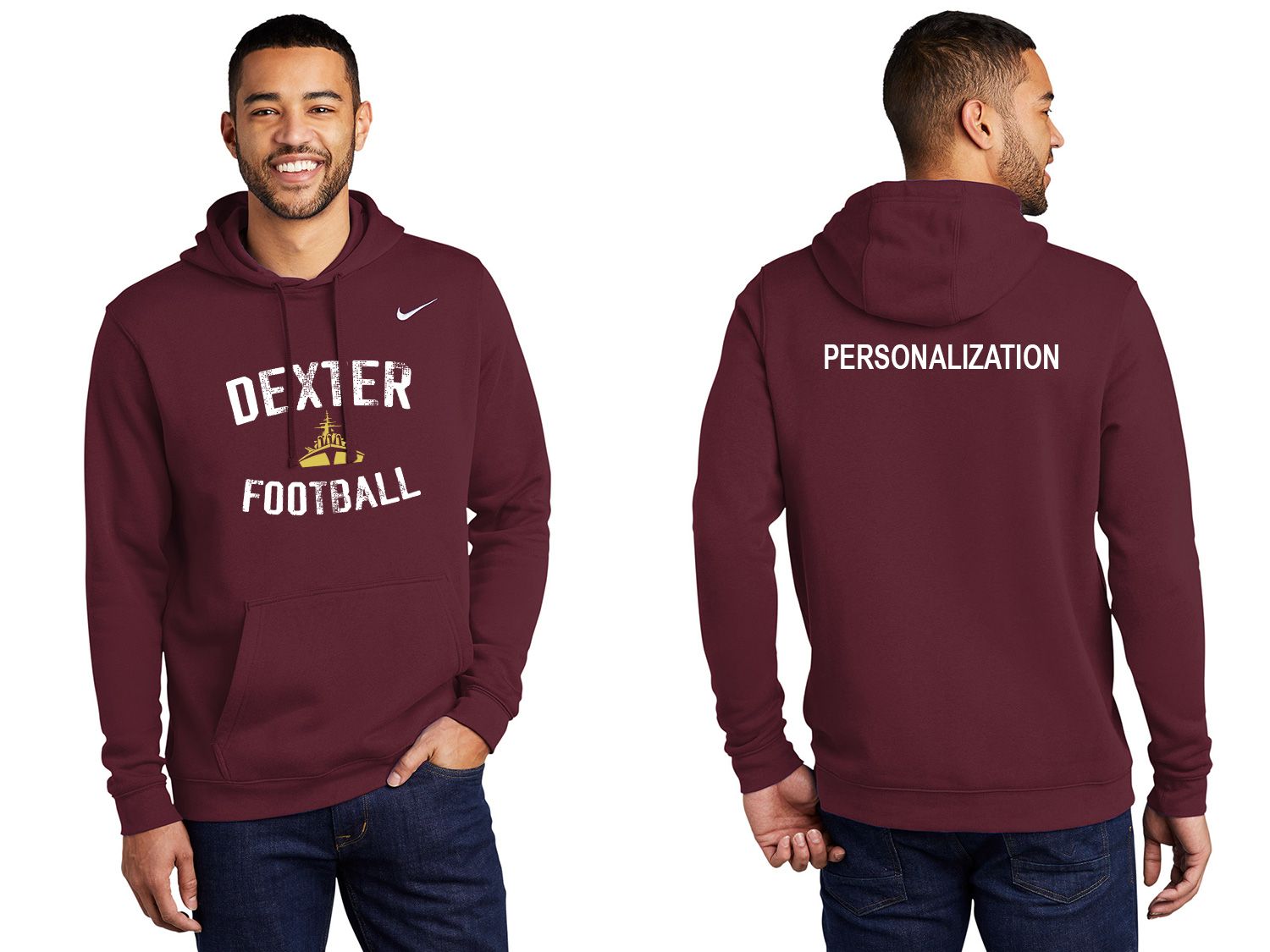 Nike Cotton Fleece Hooded Sweatshirt - Black, Maroon