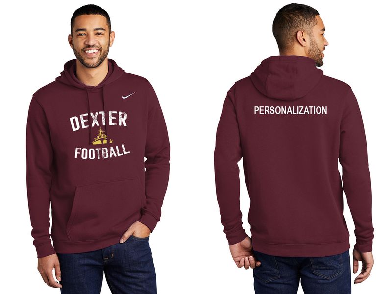 Nike Cotton Fleece Hooded Sweatshirt - Black, Maroon