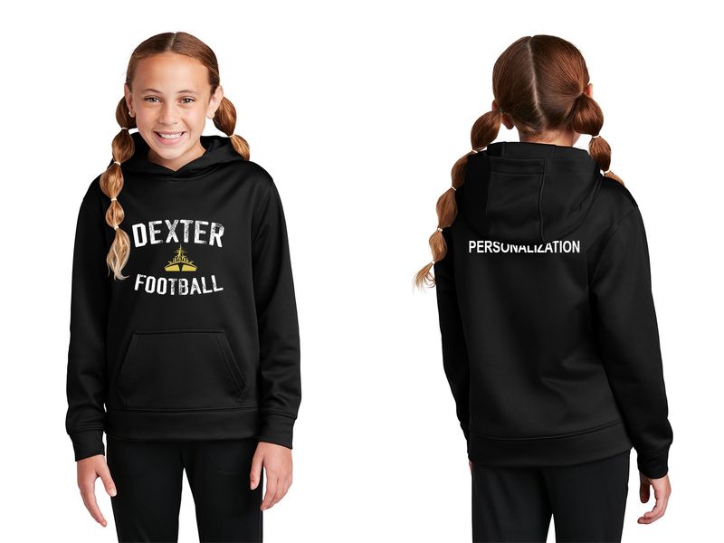 Youth Performance Fleece Hooded Pullover -Black