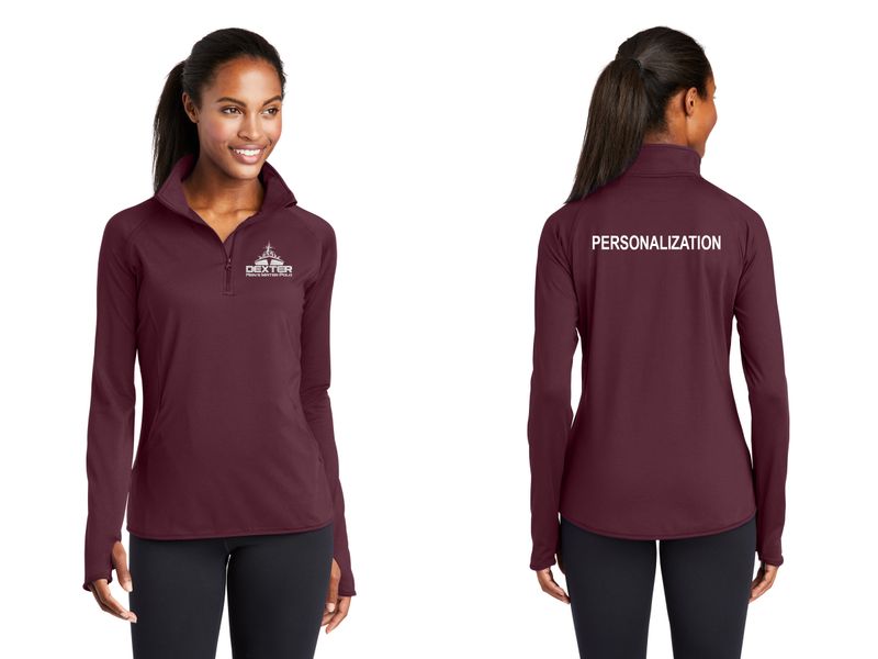 Ladies' Stretch 1/4 Zip- Black, Maroon