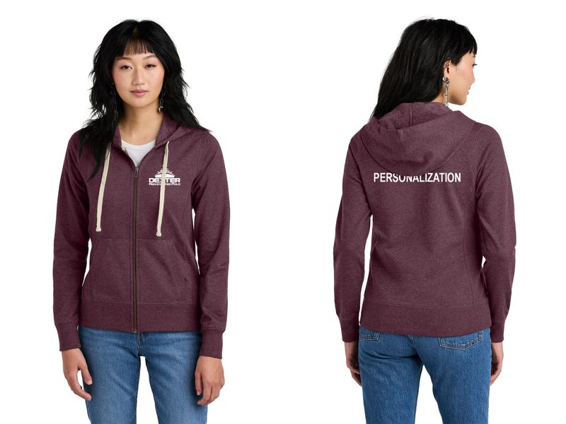 District Women's Re-Fleece Full-Zip Hoodie- Black, Maroon