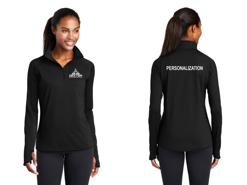Ladies' Stretch 1/4 Zip- Black, Maroon