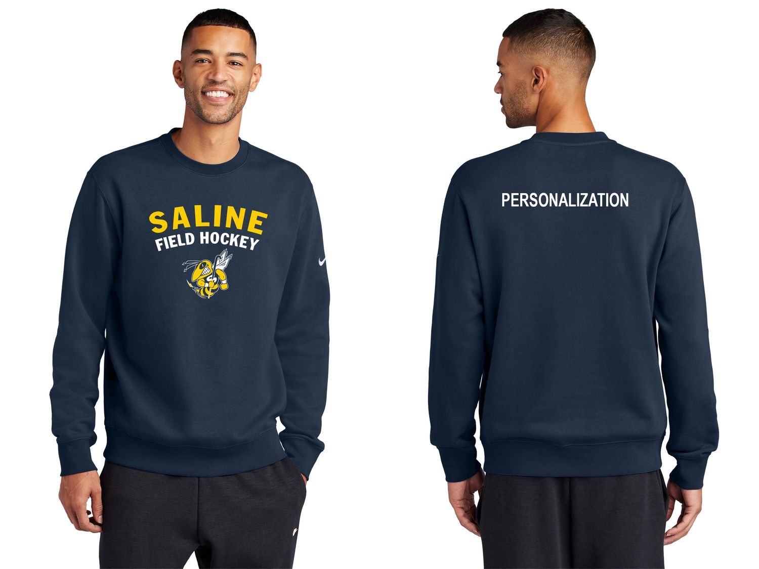 NEW- Nike Club Fleece Sleeve Crew- Navy