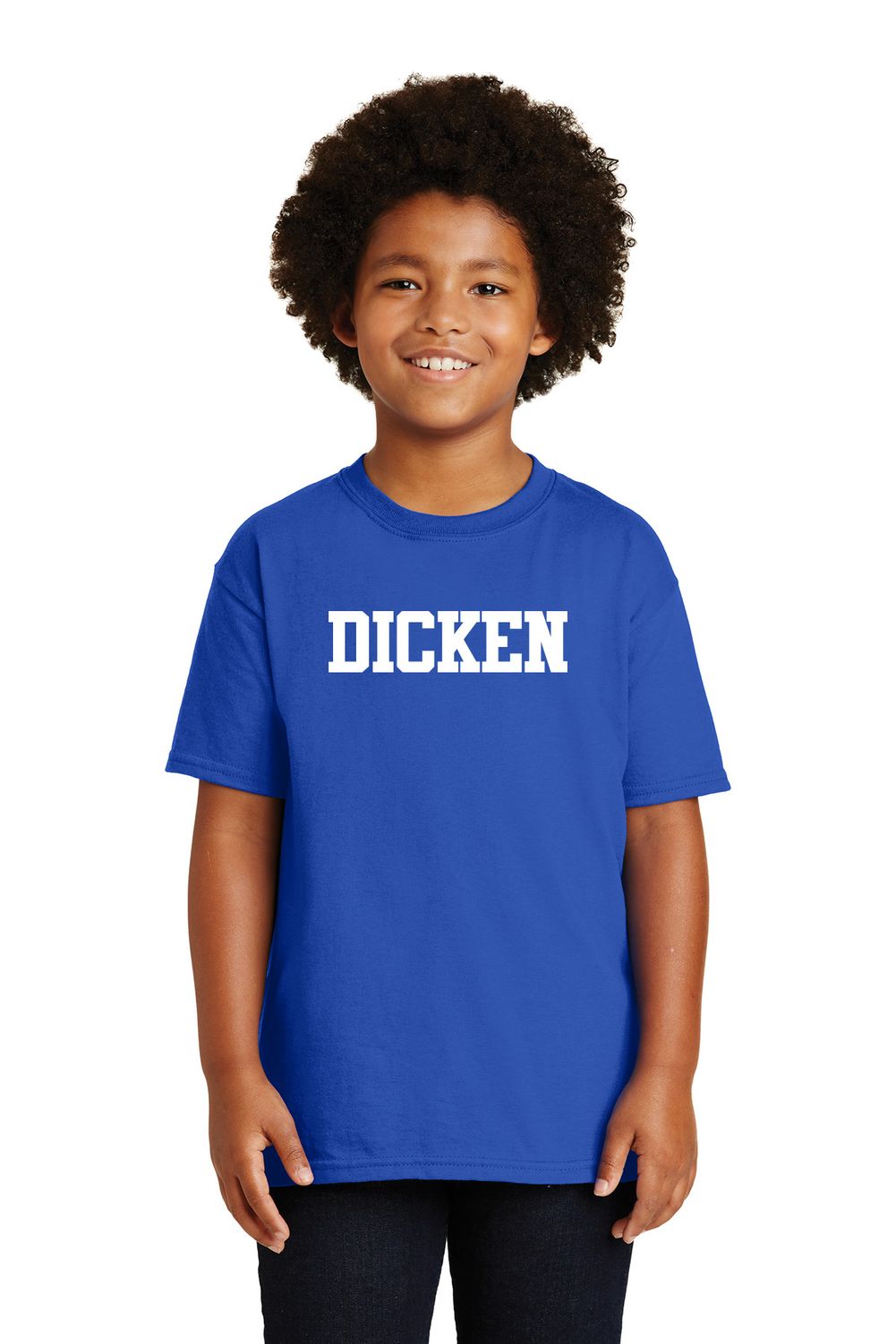 Youth Unisex Cotton Tee (DICKEN logo)- Royal