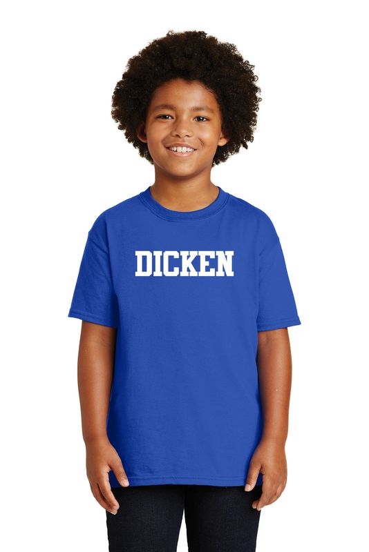 Youth Unisex Cotton Tee (DICKEN logo)- Royal