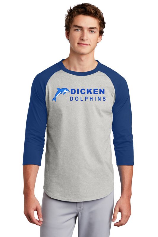 Adult Unisex Cotton Baseball Tee- Royal/Grey, Royal/White
