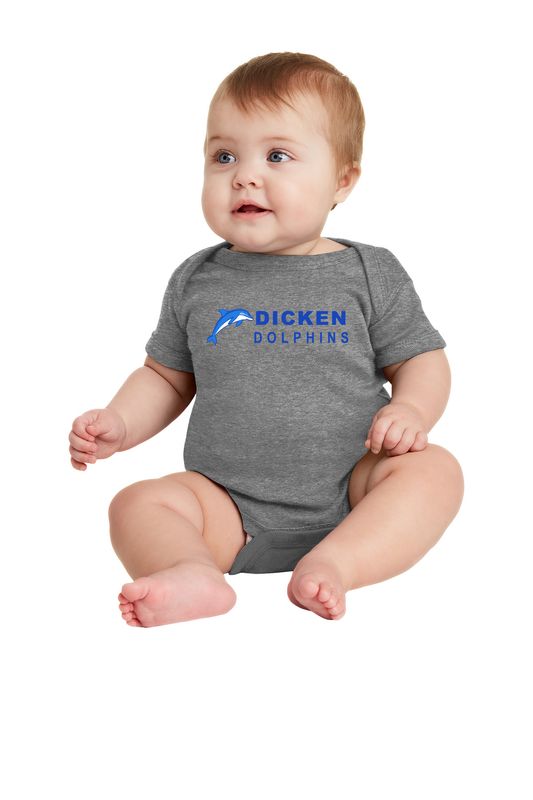 Rabbit Skins Infant Short Sleeve Ribbed Onesie- Grey, White