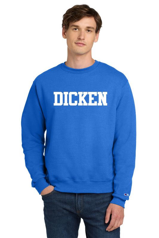 Adult Unisex Champion Eco Fleece Crewneck Sweatshirt (DICKEN logo)- Royal