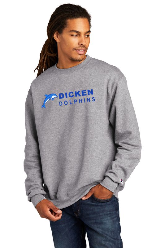 Adult Unisex Champion Eco Fleece Crewneck Sweatshirt- Steel,  White