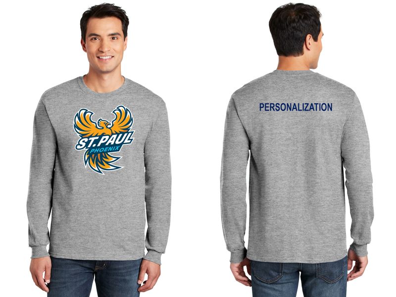 Adult Unisex Cotton Long Sleeve Tee : Navy, Grey