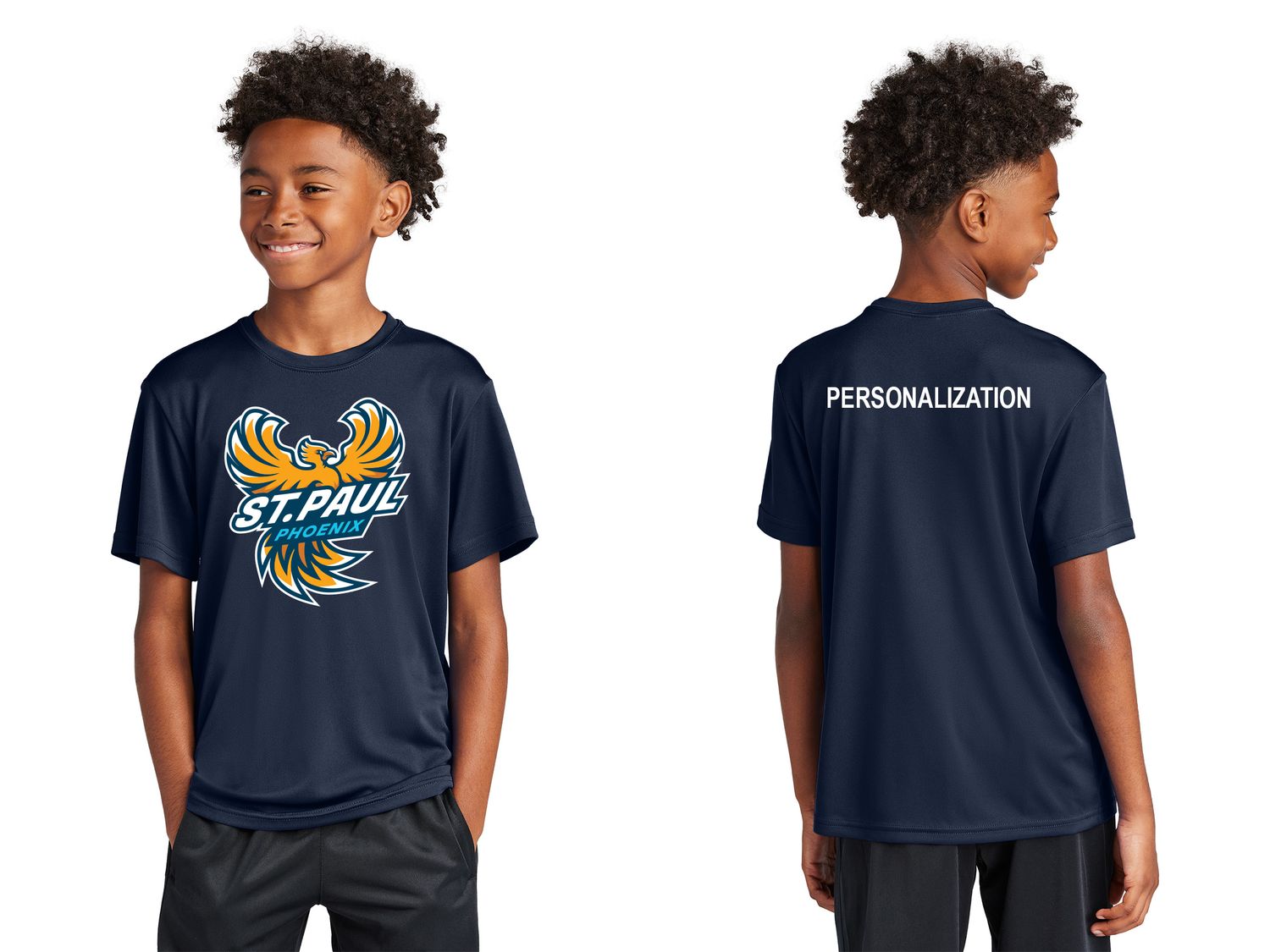 Youth Unisex Performance Tee: Navy, Silver