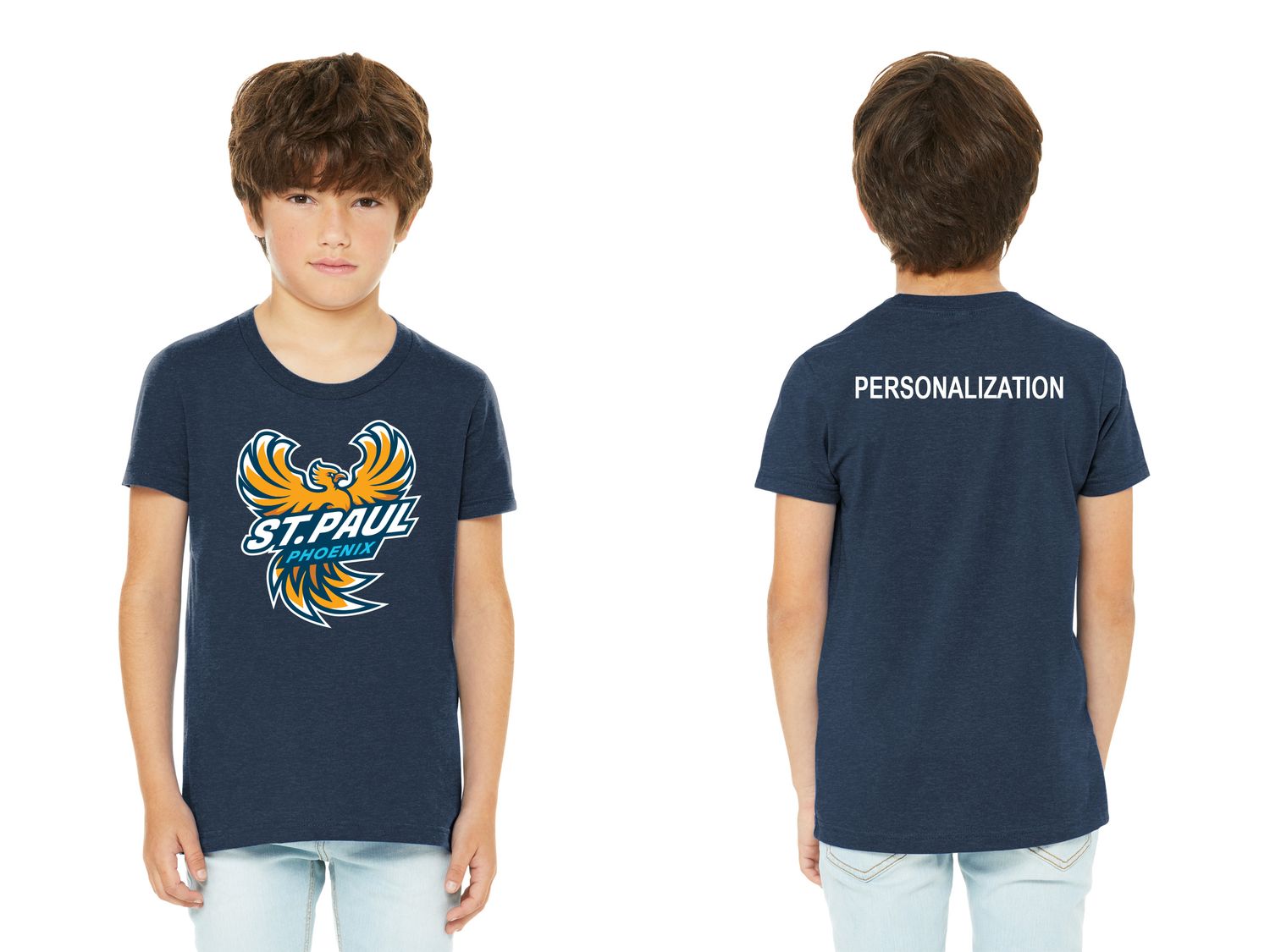 Youth Bella & Canvas Short Sleeve Tee - Heather Navy, Heather Grey