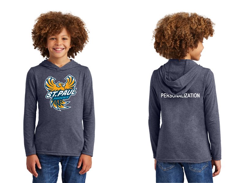 Youth Lightweight Long Sleeve Hoodie - Grey, Navy