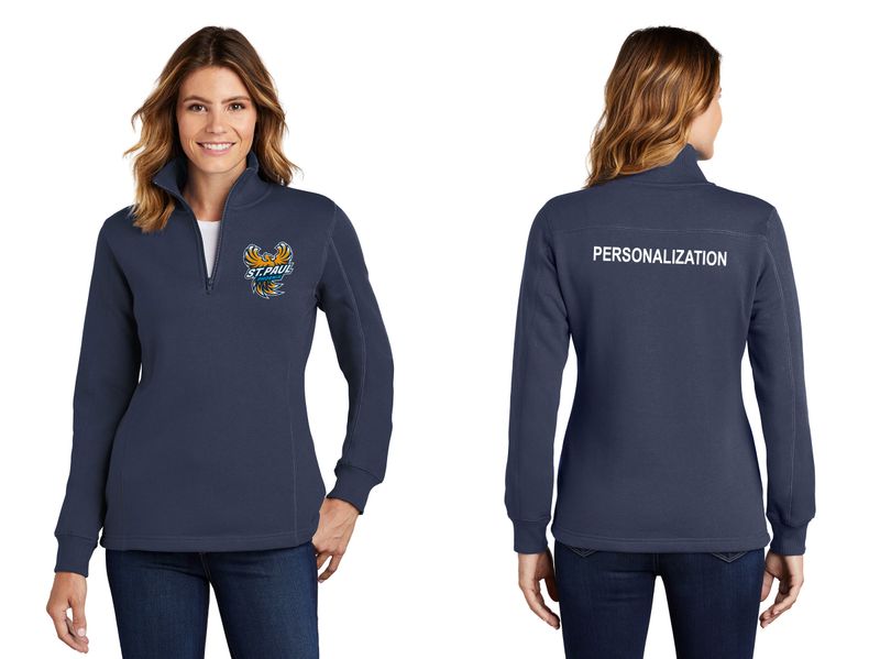 Women's Sport-Tek 1/4 Zip Sweatshirt: Navy, Light Grey