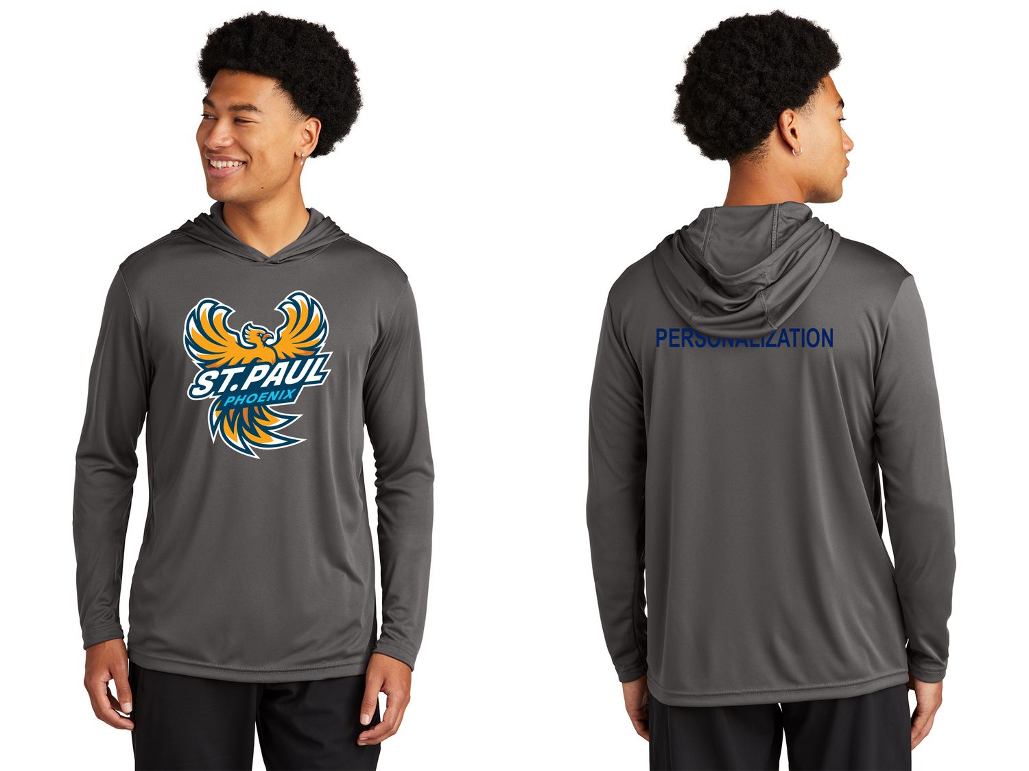 Performance Hooded Pullover-Navy, Dark Grey
