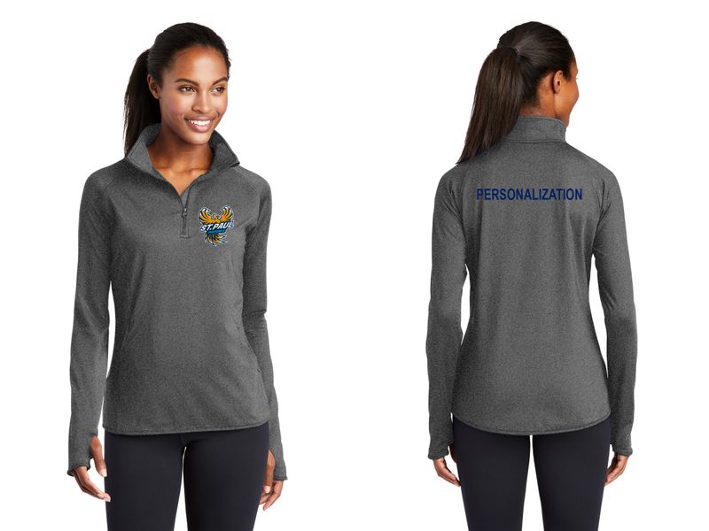 Women's Sport-Tek 1/4 Zip Performance Sweatshirt-Heather Grey, Navy