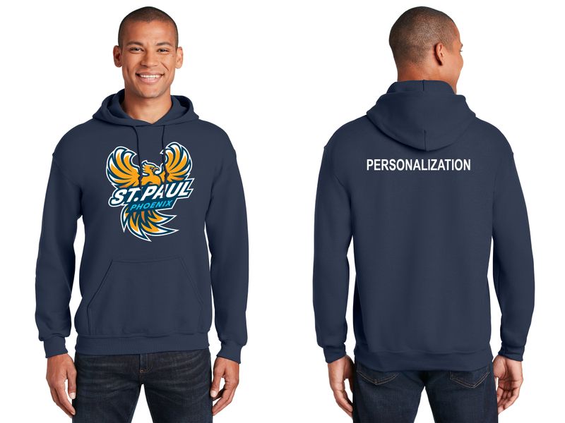 Adult Unisex Cotton Hooded Sweatshirt:  Navy, Grey