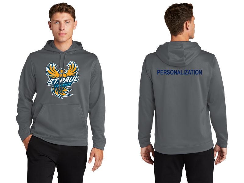 Adult Unisex Performance Fleece Pullover Hooded Sweatshirt -Navy, Grey