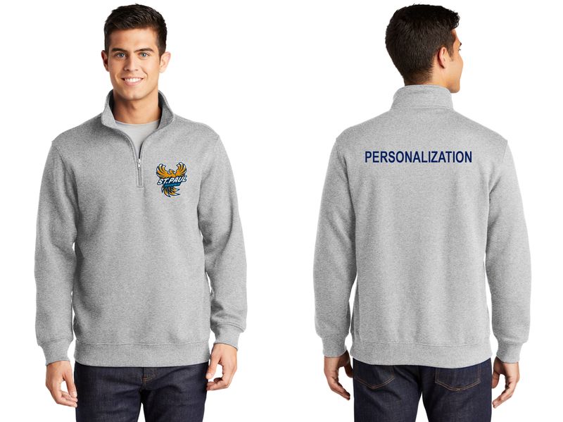 Men's Sport-Tek 1/4 Zip Sweatshirt-Navy,  Light Grey