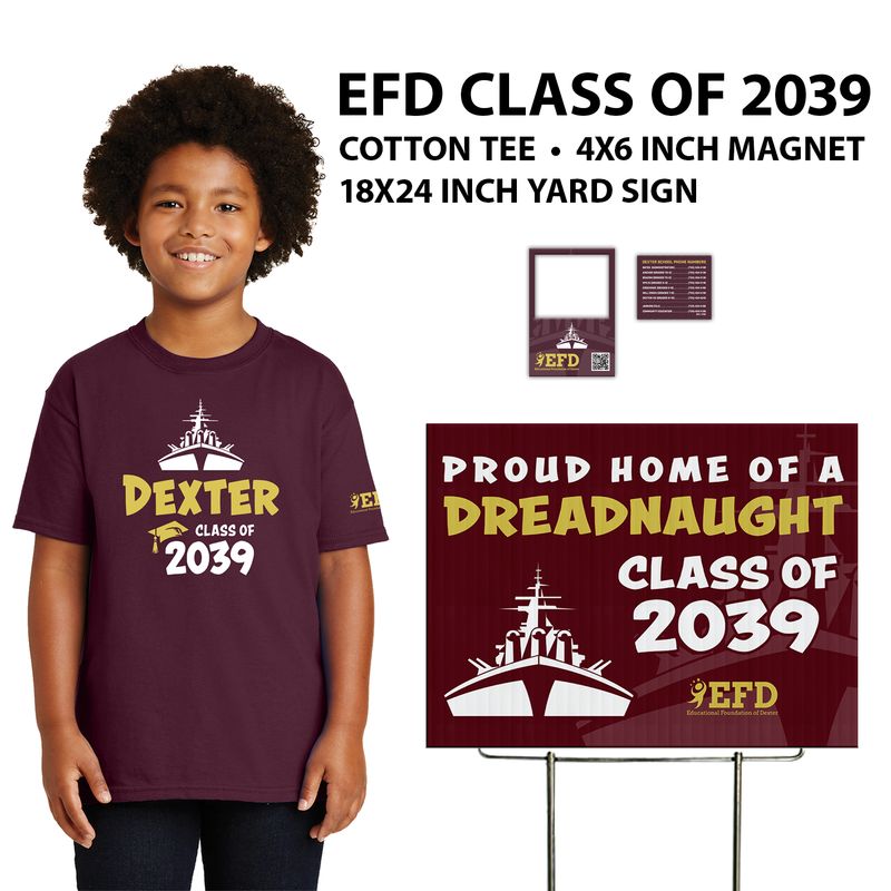 2039 KIT for Young Five - Includes Maroon Youth Cotton Short Sleeve Tee, Yard Sign, Magnet