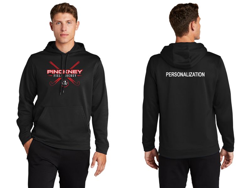 Adult Performance Hooded Sweatshirt- Black, Red
