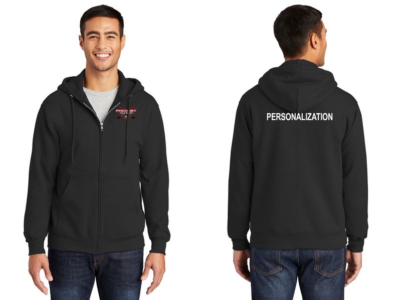 Adult Fleece Full-Zip Hooded Sweatshirt- Black, Red