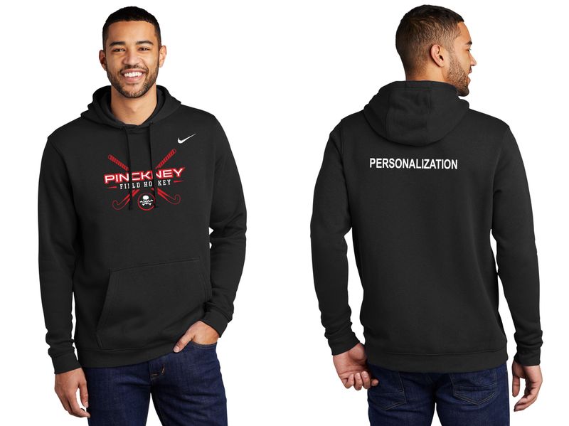 Adult Nike Club Fleece Pullover Hoodie- Black, Red
