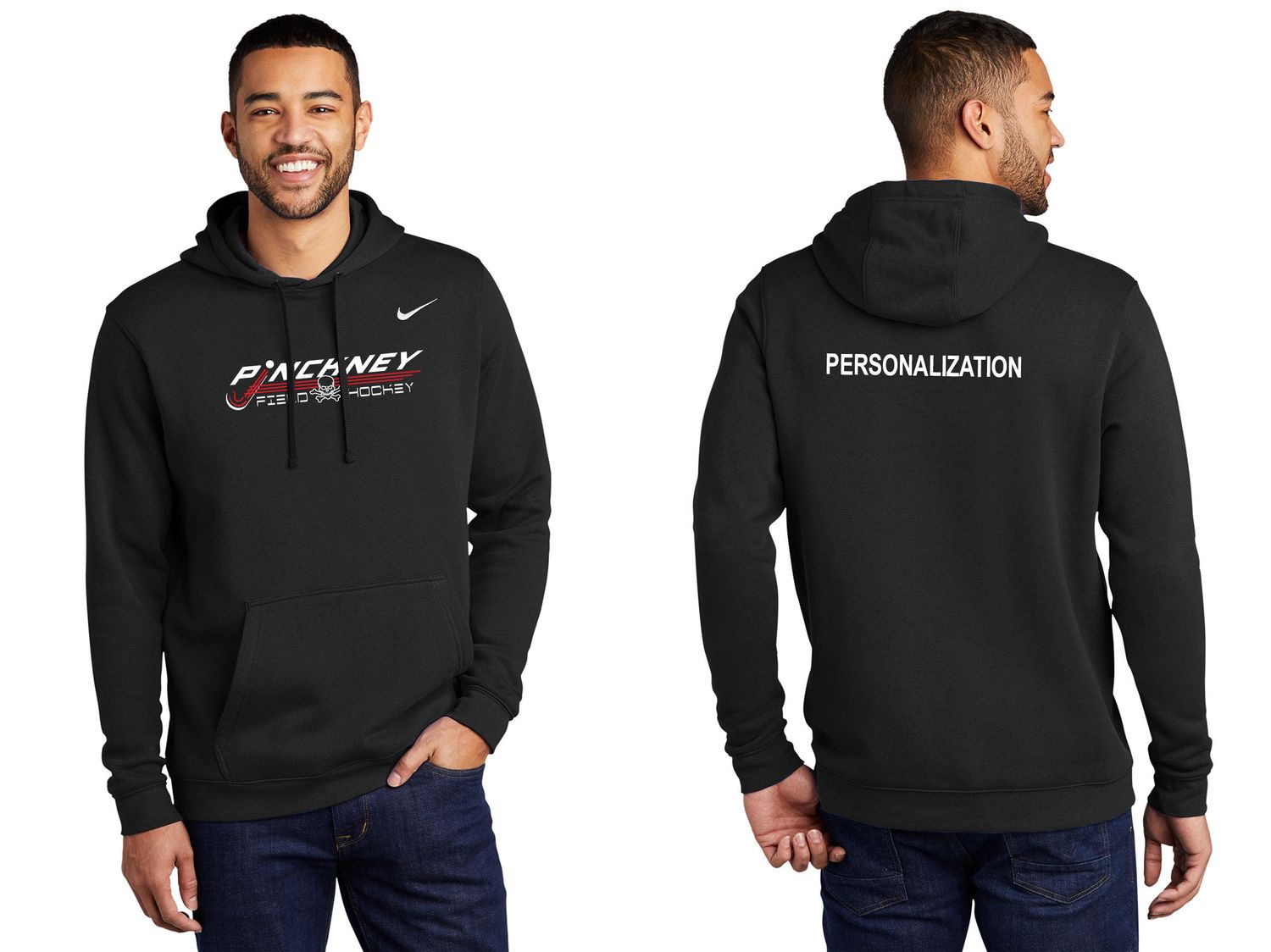 Adult Nike Club Fleece Pullover Hoodie- Black, Red