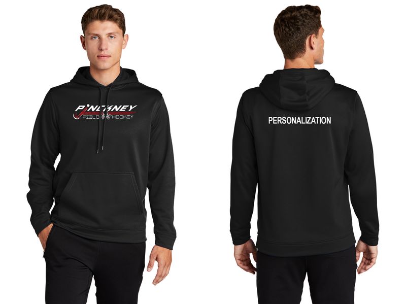 Adult Performance Hooded Sweatshirt- Black, Red